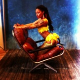 MTV Presenter The Duchess wears Peplum Silk Lingerie for Inked